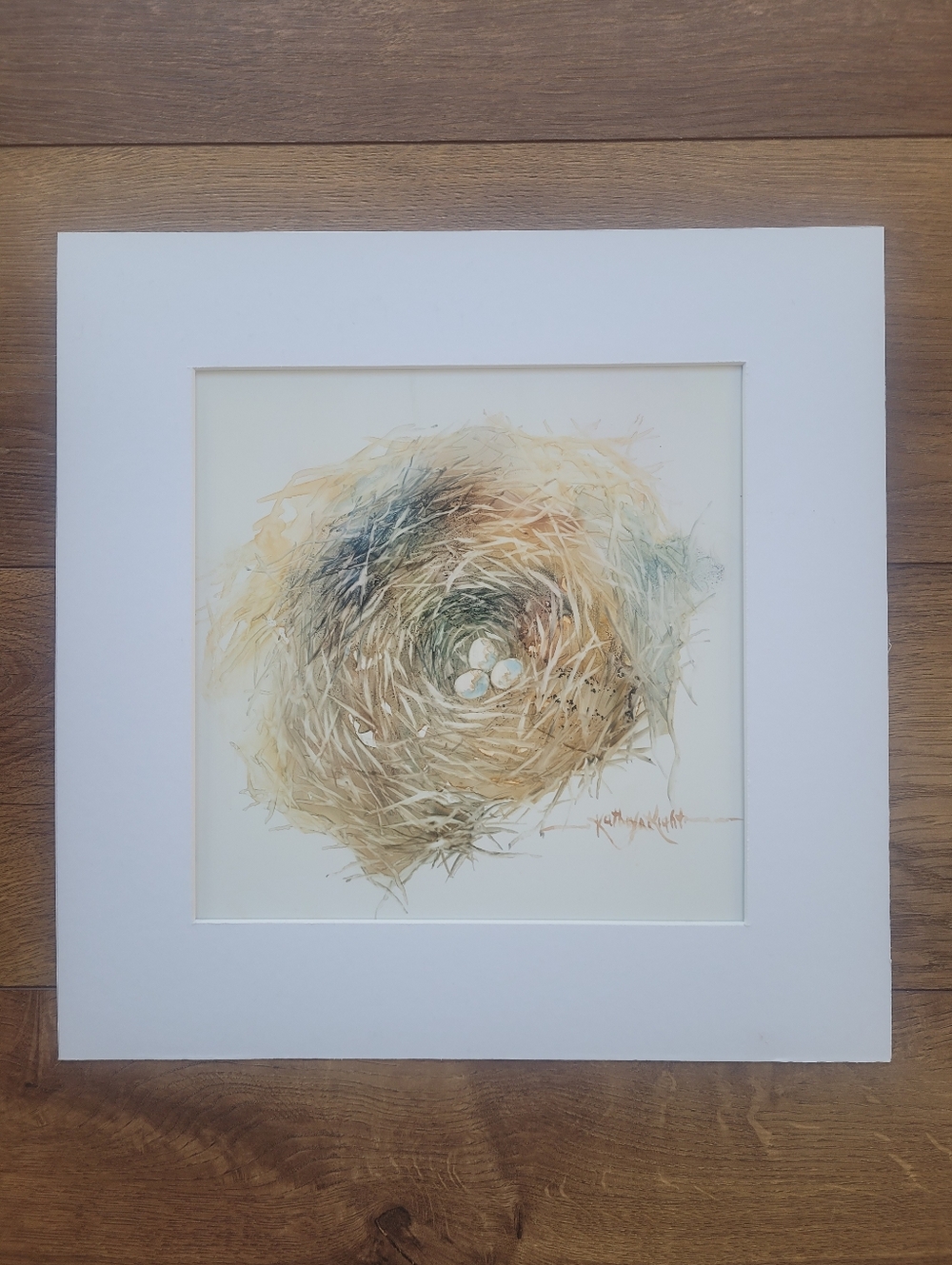 Birds Nest Watercolor on Yupo. Titled, 'Tangled Branches'. 12" X 12" Matted